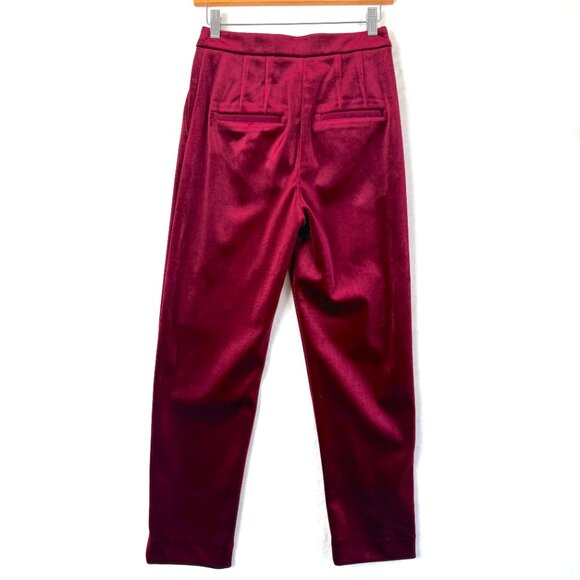 Express Editor Straight Super High Rise Velvet Stretch Ankle Pants Womens 2 Red - Picture 3 of 8